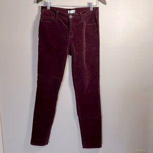 Ann Taylor LOFT Maroon‎ Modern Skinny Corduroy Pants Fall Winter size 27 4